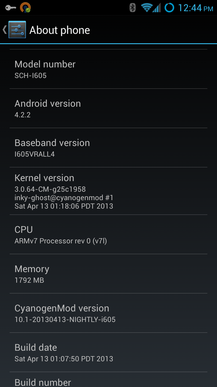 CyanogenMod Screenshot - About Phone