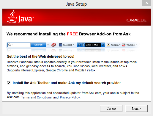 Java Setup Screenshot